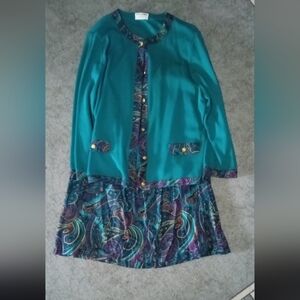 Alfred Dunner Teal and Purple Skirt Set